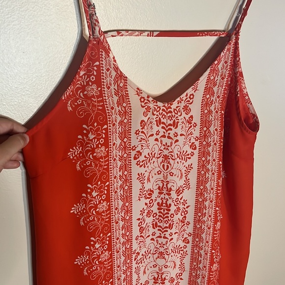 Lush Orange and White Dress with Tassels along Bottom Spaghetti Straps - Picture 2 of 9